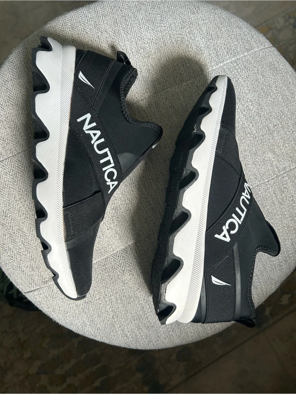 Nautica Black Cross-Strap Athletic Slip-On Sneakers